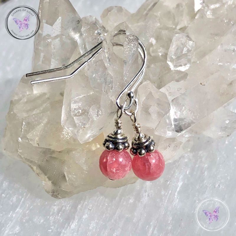 Rhodochrosite Silver Earrings